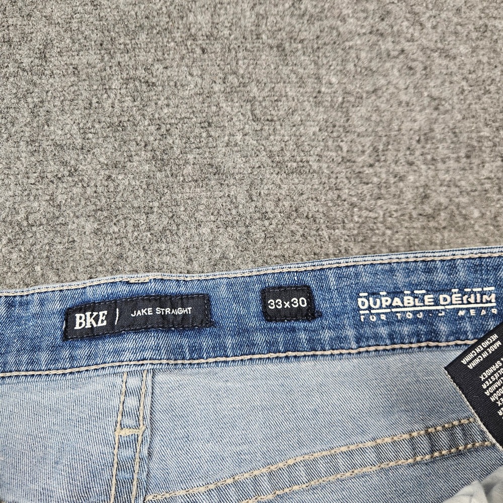 BKE Jake Straight Jeans Mens 33x30 Light Wash Blue Denim Stretch Durable Fit - Picture 3 of 12